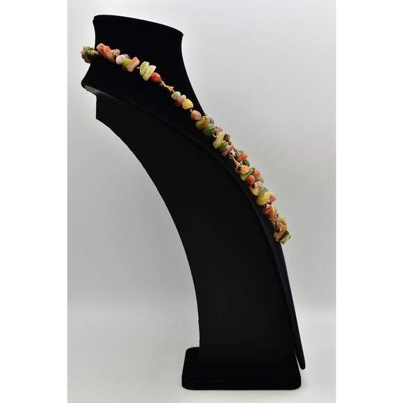 Miriam Haskell Lucite Stone Beaded Necklace Gold Green Orange Signed 1950s BinBN - Picture 7 of 16